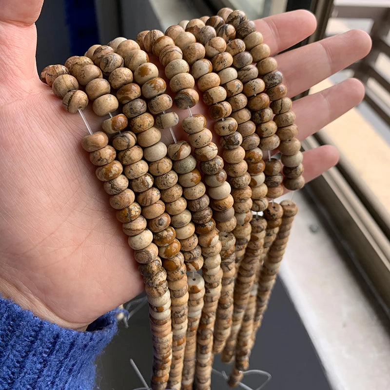 4X6MM/5X8MM Natural Stone Abacus Beads Rondelle Shape Lapis  Jaspers Jades Amazonite Bead For Jewelry Making Bracelet DIY 15.5"