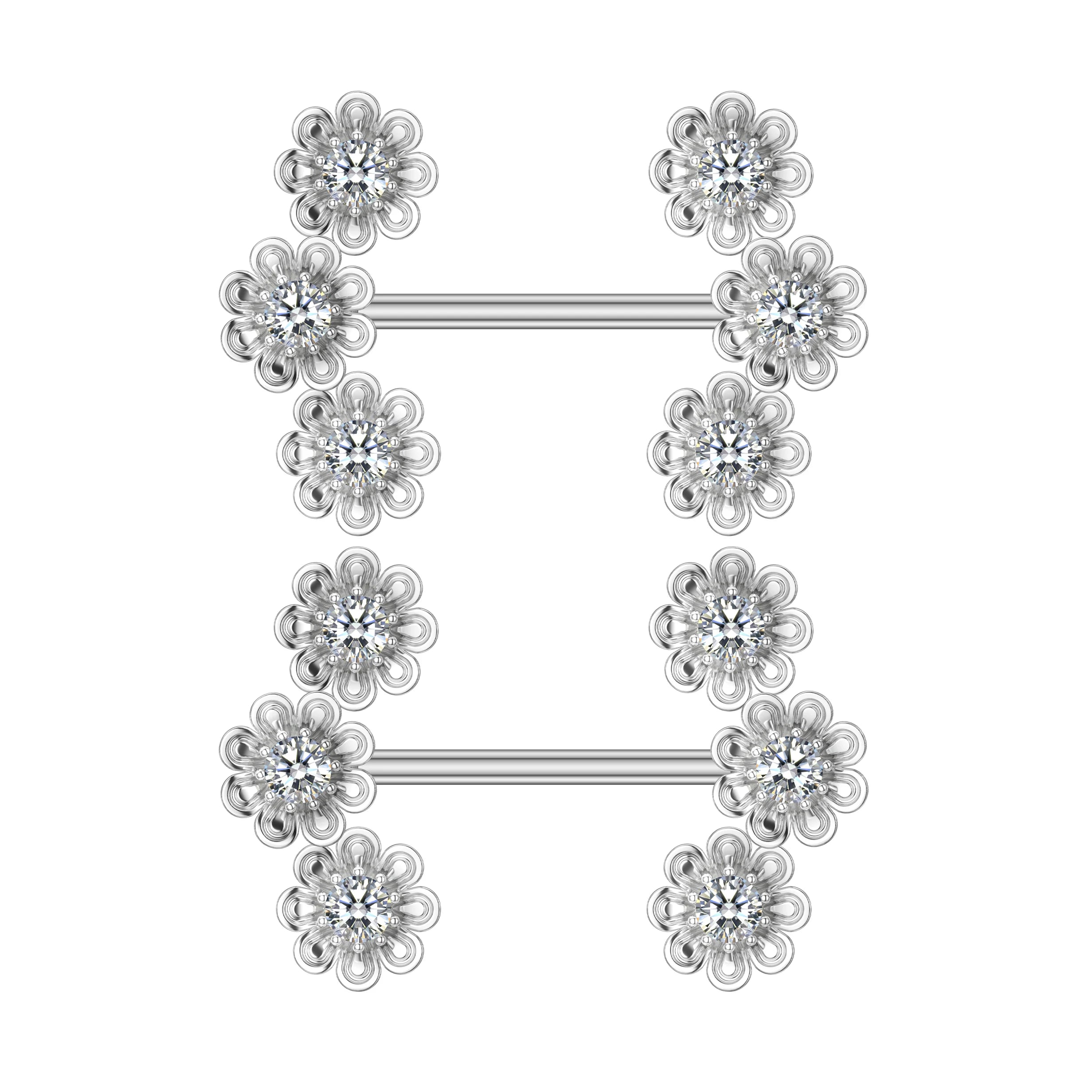 2PCS Rabbit Nipple Rings Crystal Steel Heart Snake Piercings Women Nipple Barbell Breast Shield Cover 14G Body Piercings Jewelry