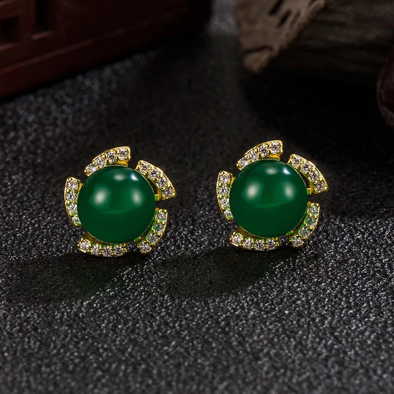 Real 14K Gold Jewelry Earring Women Fine Aros Mujer gemstone Earrings for Women Orecchini 14 K Yellow Gold Bizuteria Jewelry