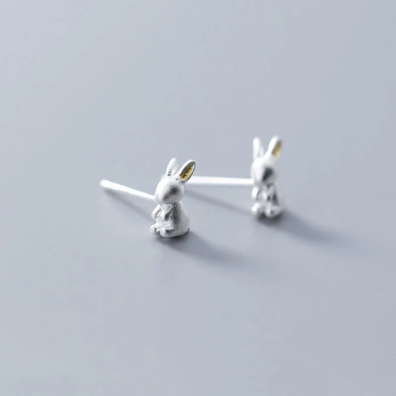 SOFTPIG Real 925 Sterling Silver Cute Rabbit Stud Earrings For Fashion Women Party Tiny Fine Jewelry 2019 Accessories Gift