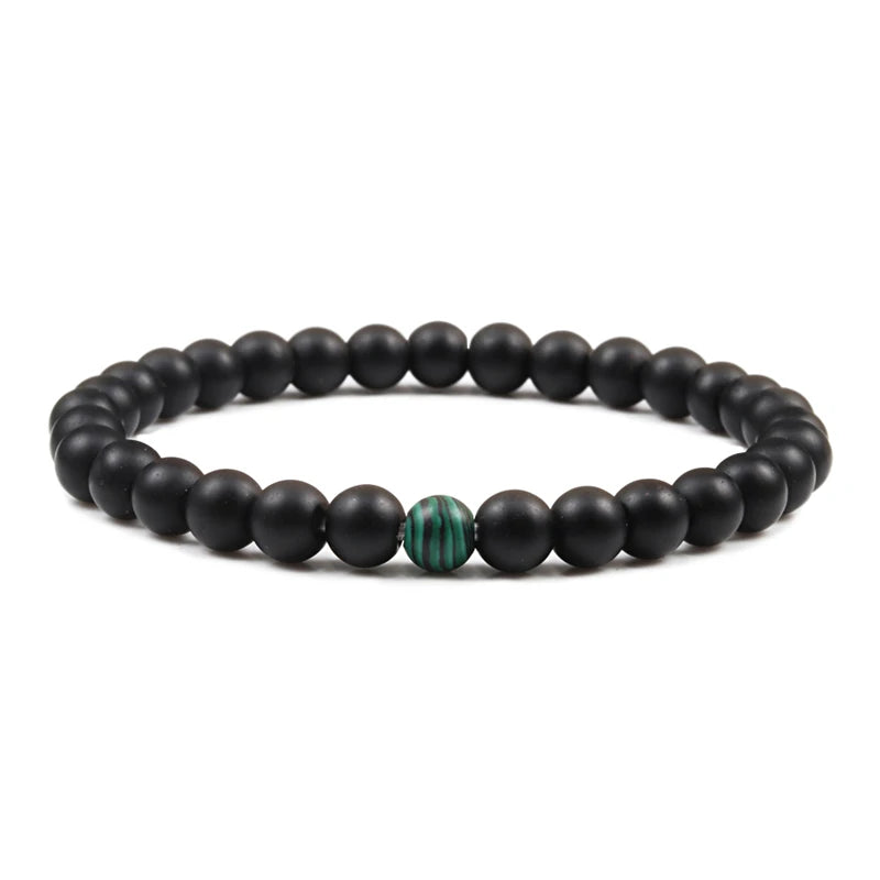 Hot Sale 2pcs/Set Couples Beaded Bracelets Tiger Eye Black Lava Natural Stone Beaded Bracelets Malachite Energy Elastic Jewelry