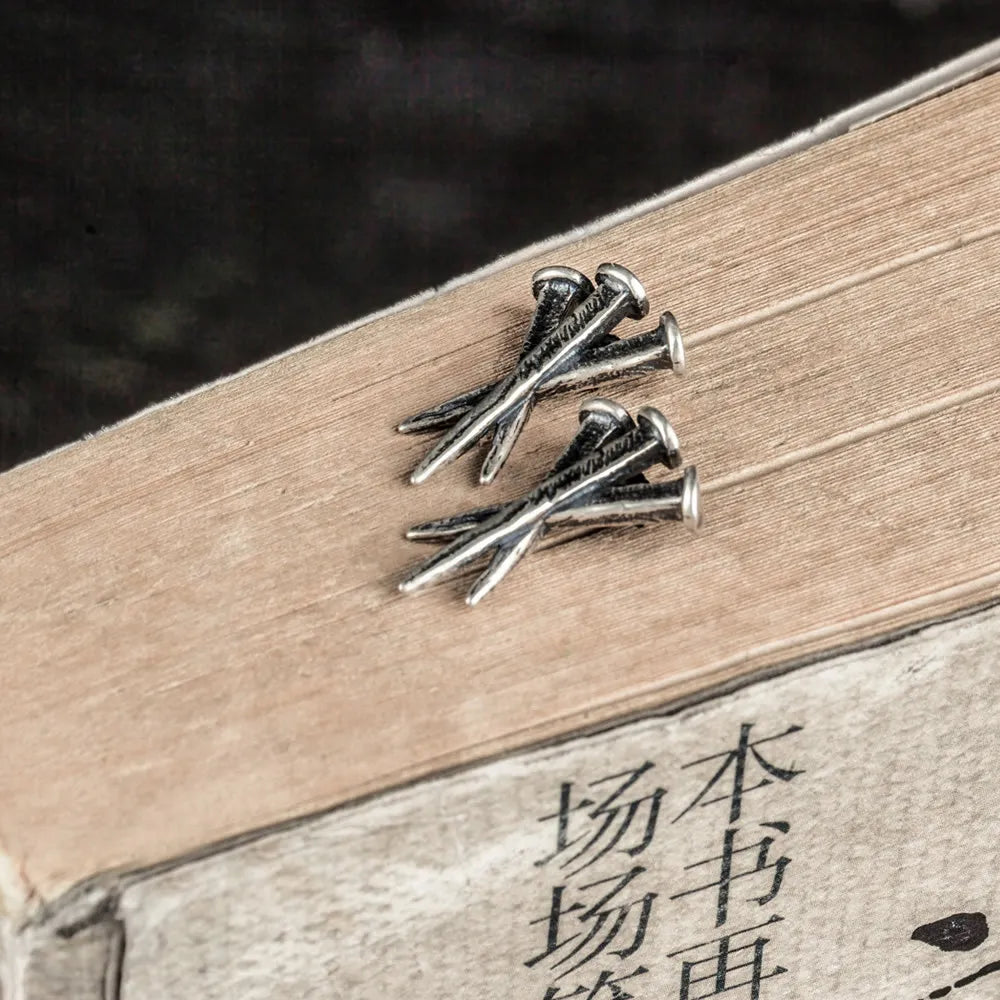 MKENDN 925 Sterling Silber Punk Vintage Nagelohrringe Persönlichkeit Alternative Halloween Ohrschmuck Accessoires Gothic Stil