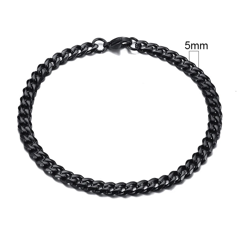 Vnox Basic 3/5/7/9/11mm Wide Curb Cuban Link Chain Bracelets for Men Women Jewelry Anti Allergy Stainless Steel Wristband Gifts