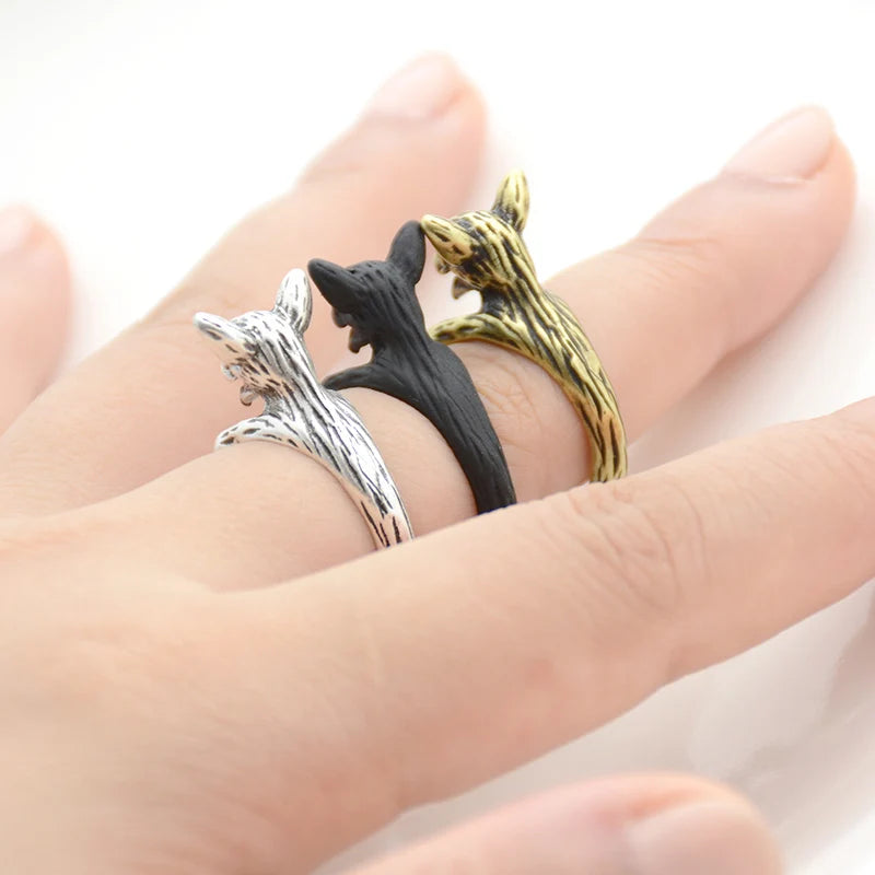 Retro Chihuahua Anillos Dog Ring Men Boho Brass Knuckle Anel Feminino Couple Rings For Women Fashion Jewelry Boyfriend Gifts