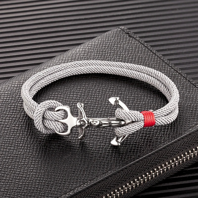 MKENDN Navy Anchor Bracelets Men Double Strand Nautical Rope Bracelet For Women Stainless Steel Jesus Cross Prayer Jewelry