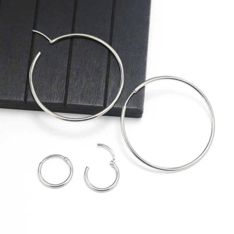 Genuine 925 Sterling Silver Fashion Korean Simple Hoop Earrings for Women Men Charming Chic Party Jewelry Accessories