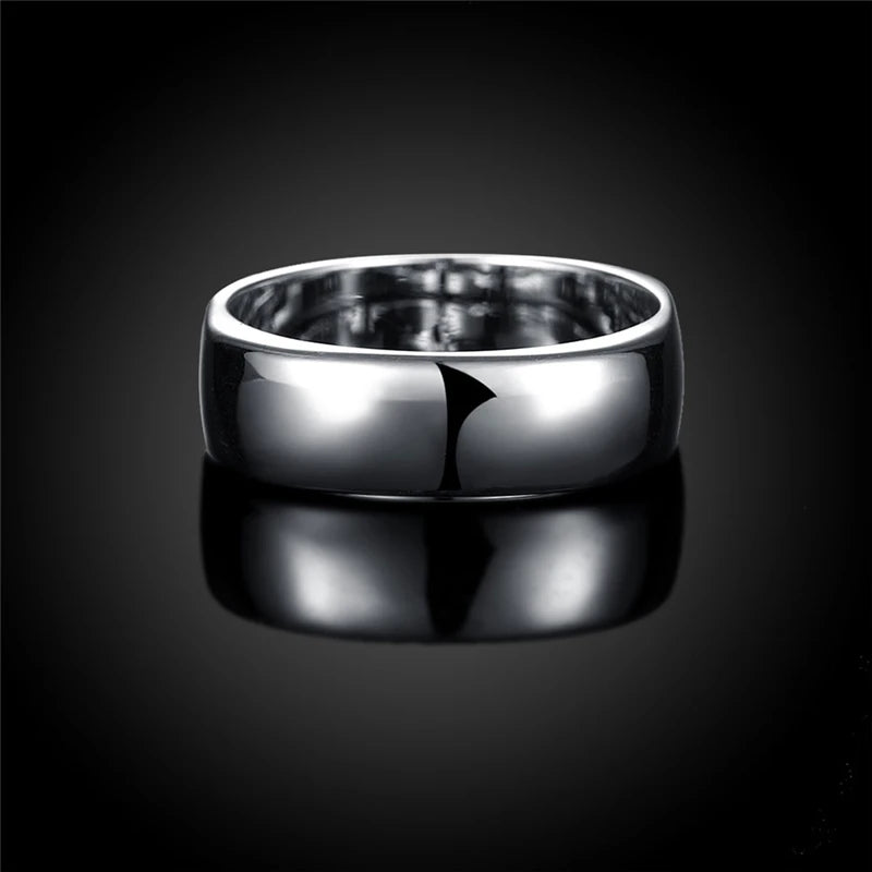 DOTEFFIL 925 Sterling Silver Square Circle Rings For Women Men Brand Fashion Simple Wedding Engagement Party Jewelry