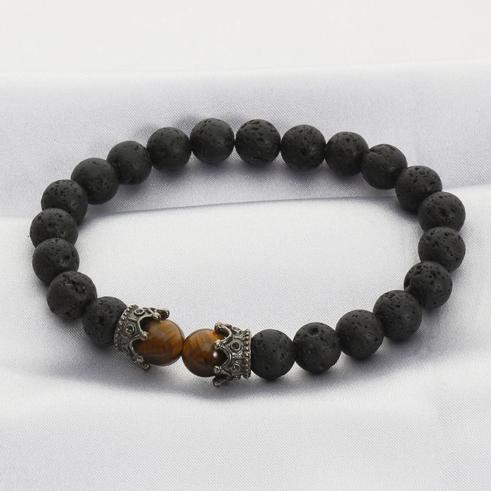 8mm Natural Lava Stone Beads Bracelet - Madeinsea©