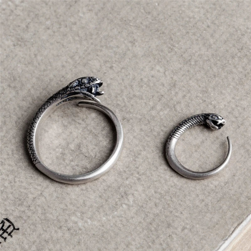 MKENDN Vintage Black 925 Sterling Silver Snake Shape Ring For Men and Women Gothic Street Hip Hop Punk Dark Jewelry