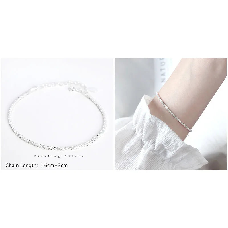 925 Sterling Silver Minimalist Style Chain Bracelet For Women Classic Fashion Student Couple Wristband Jewelry Accessories