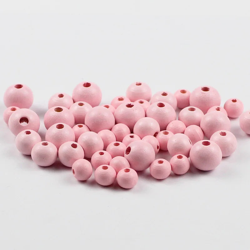 50~200 Stück Holzperlen Farbe 8/10/12mm Runde Kugel Spacer Perlen Naturholzperlen für Schmuckherstellung DIY Armband Finding