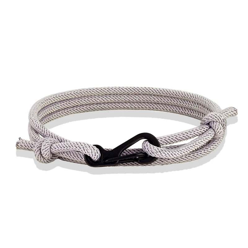 MKENDN Nautical Style Midnight Dark Blue Rope Bracelet Men Carabiner Clip Bracelet Minimalist Climbing Jewelry For Women