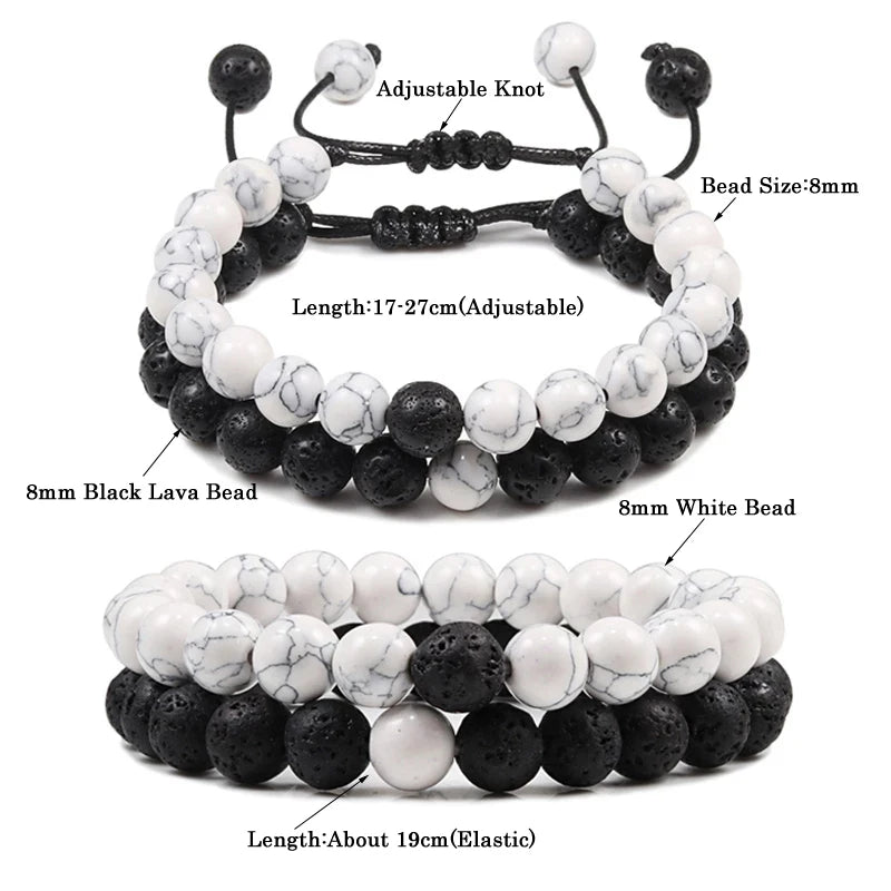 Men Bracelet Tiger Eye Stone Braided Bracelet Black Matte Natural Stone Beads Bracelet Couple Distance Charm Yoga Jewelry Gifts - Madeinsea©