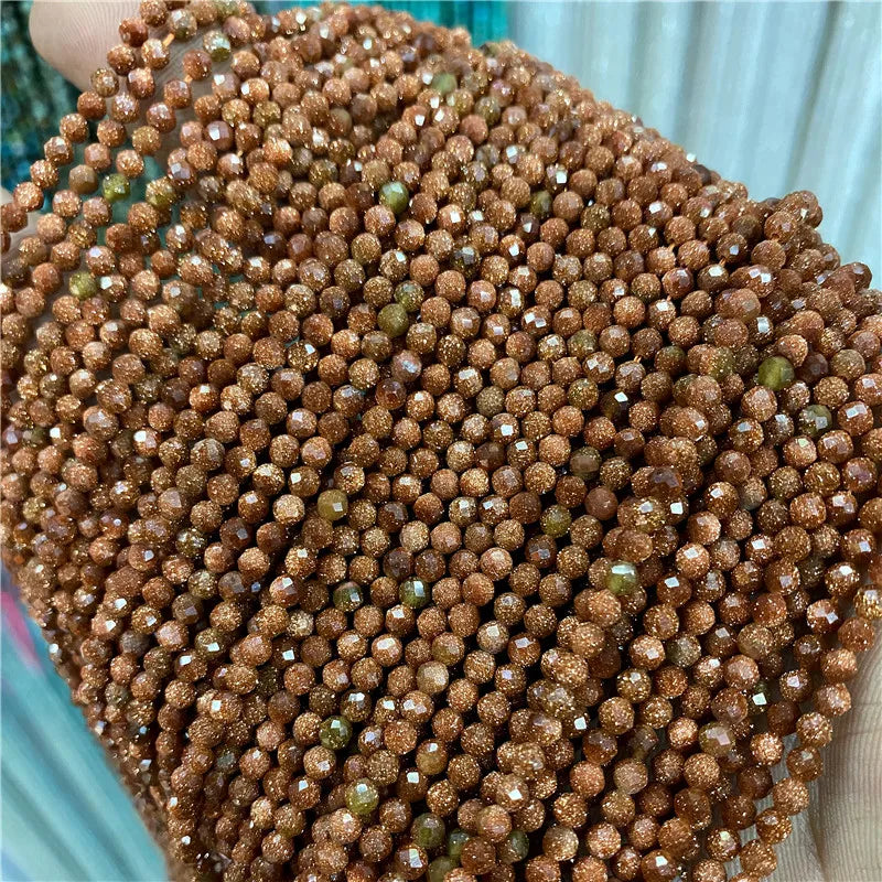 2 3mm Natural Labradorite Quartz Moonstone Crystal Stone Beads Round Faceted Loose Beads For Jewelry Making DIY Bracelet 15.5"