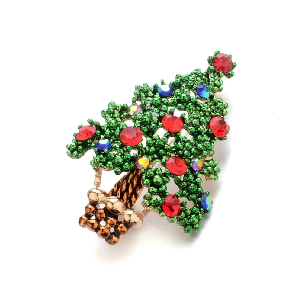 Christmas Tree Brooches for Women Rhinestone Xmas Tree Brooch Gift Fashion Jewelry Festival Brooch Winter Coat Cap Brooches - Madeinsea©