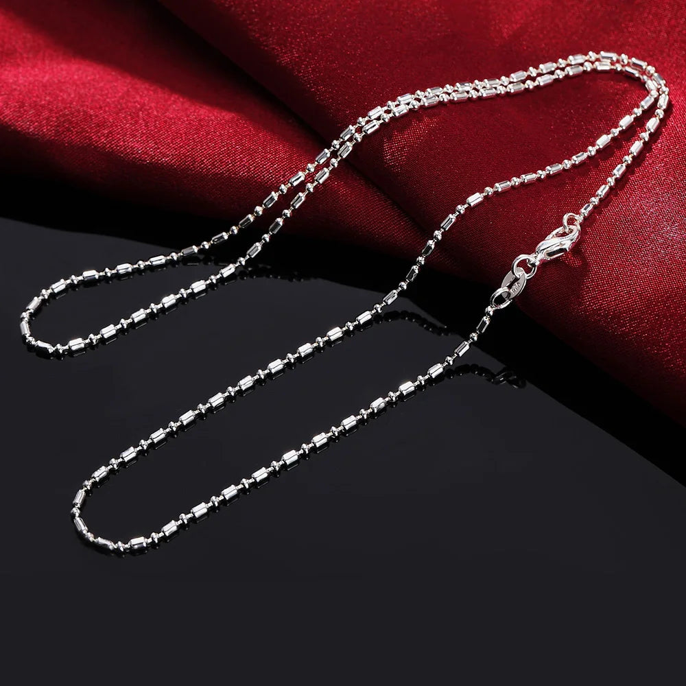 DOTEFFIL 925 Sterling Silver 16/18/20/22/24/26/28/30 Inch Bamboo Chain Necklace For Women Man Fashion Wedding Charm Jewelry