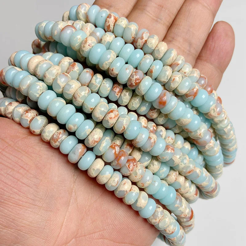 5x8mm Natural Stone Bead Jades Jaspers Chalcedony Rondelle Spacer Loose DIY Beads For Jewelry Making Bracelet Necklace Earrings