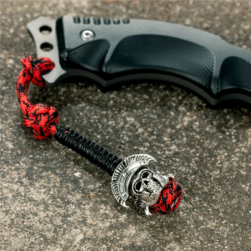 MKENDN New Design Japanese demon Evil mask Men Keychains Backbag Knife Pendant Men Survival Lanyard Rope Handmade Jewelry Gifts