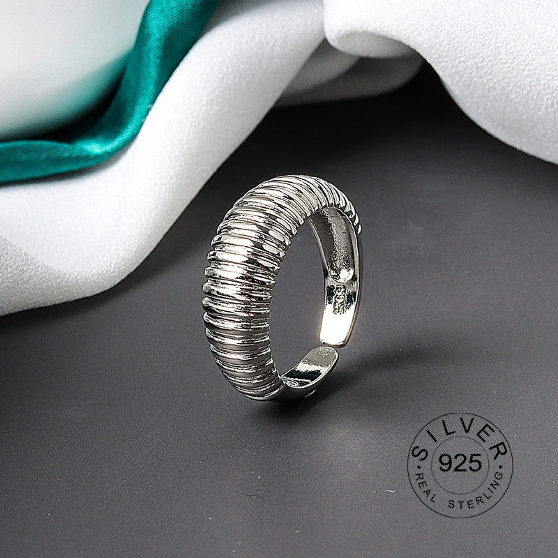 Bague ouverte en argent sterling 925 pour femme, niche INS, vague irrégulière, surface sable, nouilles larges, cadeau original pour fête d'anniversaire