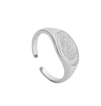 Bague en argent sterling 925, nouvelle bague simple en forme d'œil de fleur, couleur or, style rétro, effet vieilli, faite à la main, bijoux fins et tendance