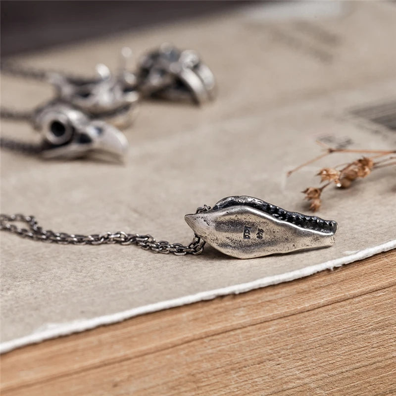 MKENDN S925 Sterling Silver Creative Retro Oxidized Black Eagle Crocodile Cheetah Rhino Skull Pendant Necklace Desert Jewelry