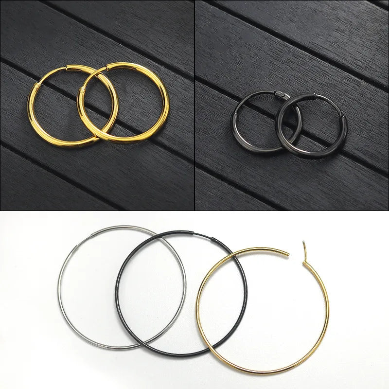 Genuine 925 Sterling Silver Fashion Korean Simple Hoop Earrings for Women Men Charming Chic Party Jewelry Accessories