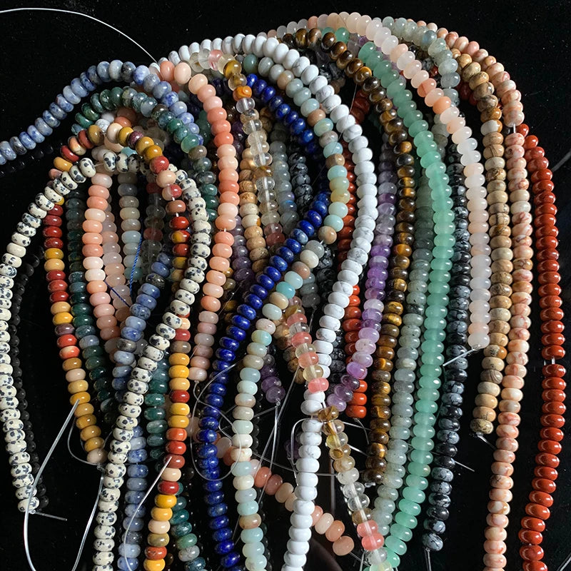 4X6MM/5X8MM Natural Stone Abacus Beads Rondelle Shape Lapis  Jaspers Jades Amazonite Bead For Jewelry Making Bracelet DIY 15.5"