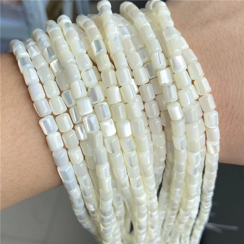 5x6mm Natural White Mother of Pearl Shell Beads Rondelle Barrel Shape Freshwater Shell Beads For Jewelry Making DIY Supply 15"