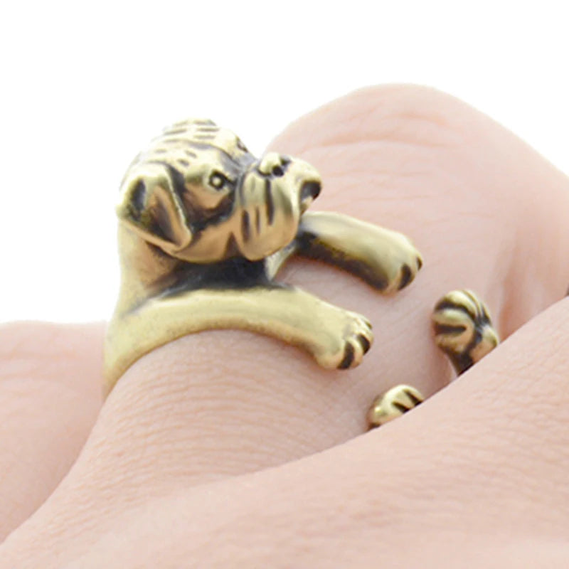 Retro Boho Pug&Boxer&Dachshund Dog Ring Men Punk Bulldog Anel Masculino Couple Rings For Women Jewelry Gifts For Pet Lovers Gift