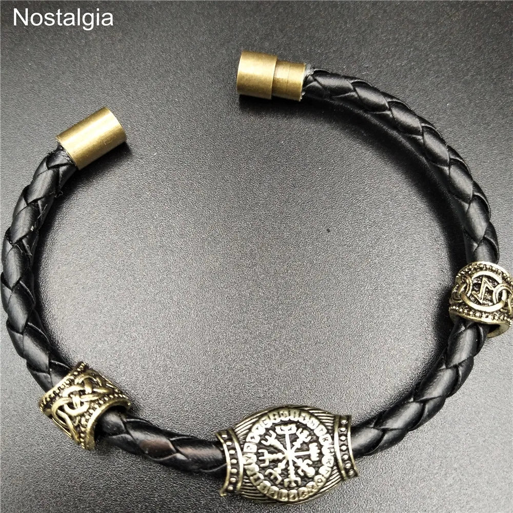 Vikingos Norse Runes Jewelry Trinity Valknut Vegvisir Compass Beads Vikingo Runes Amulet Viking Bracelet Slavic Accessories