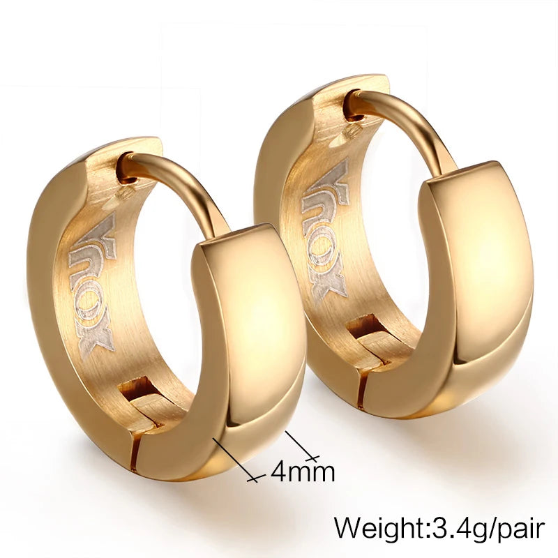 VNOX Cute Hoop Earrings for Men Punk Stainless Steel Huggie Small Earrings 4 Color - Madeinsea©