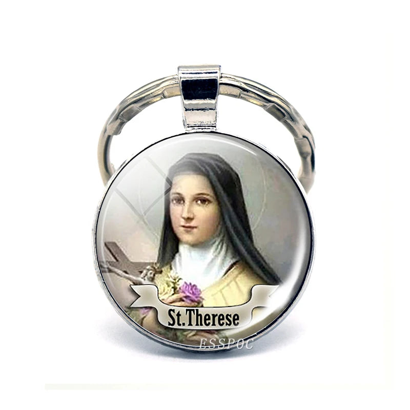 St Patrick Blessed Virgin Mary Keychain Saint Key Chain Silver Color Keychains Keyrings Catholic Jewelry St. Patrick's Day Gifts