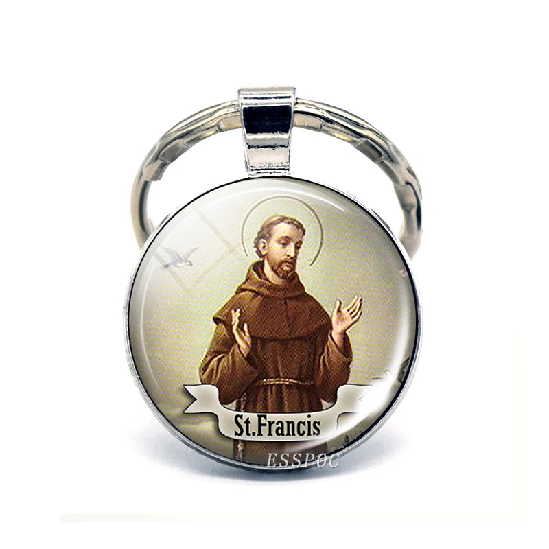 St Patrick Blessed Virgin Mary Keychain Saint Key Chain Silver Color Keychains Keyrings Catholic Jewelry St. Patrick's Day Gifts