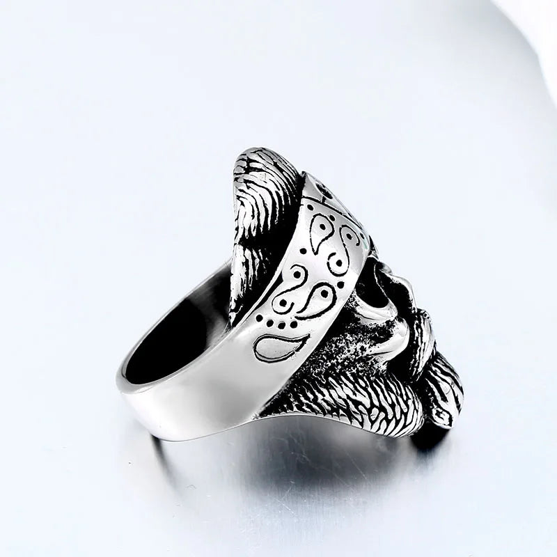 Beier new store 316L Stainless Steel Cool old man skull ring China gossip headscarf symbol high quality men's ring LLBR8-573R