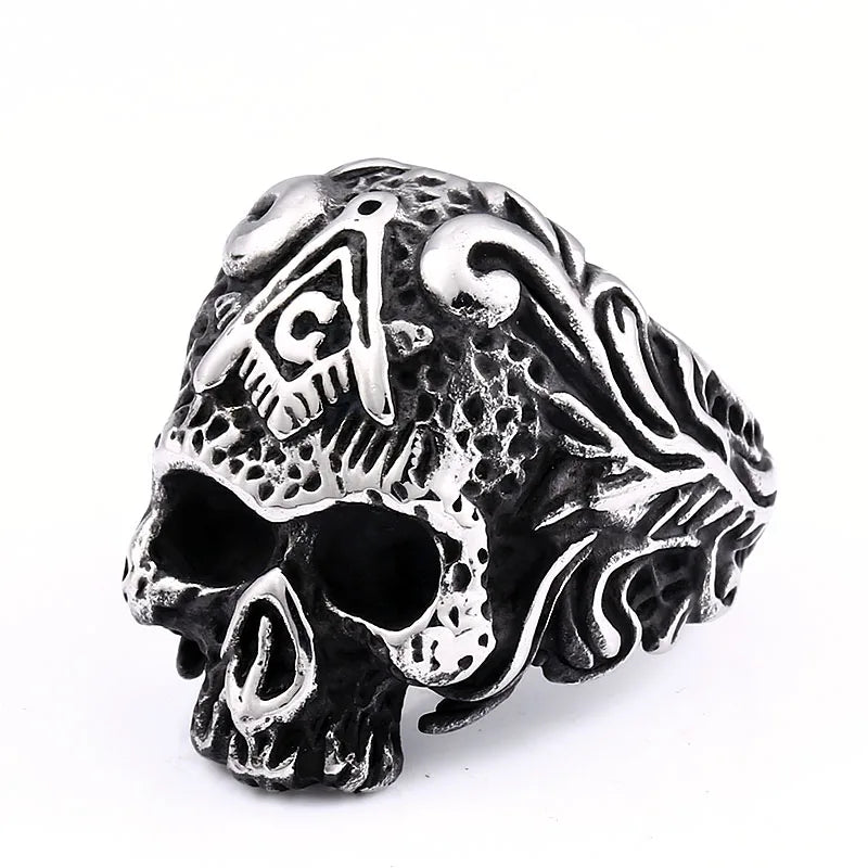 Beier Bague en acier inoxydable 316L style hip-hop en acier inoxydable avec tête de mort et titane pour homme, bijoux vintage punk à la mode LLBR8-683R