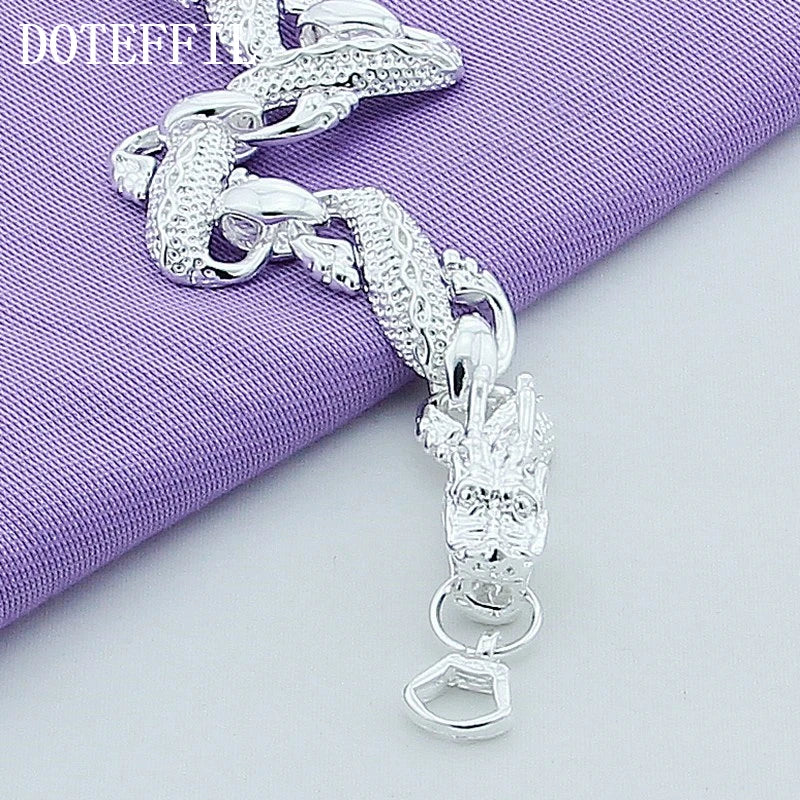 DOTEFFIL 925 Sterling Silver Dragon Cuff Bracelet For Man Women Charm Wedding Engagement Party Fashion Jewelry - Madeinsea©
