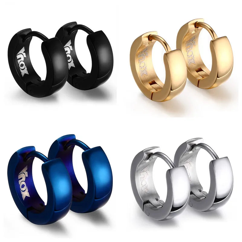 VNOX Cute Hoop Earrings for Men Punk Stainless Steel Huggie Small Earrings 4 Color - Madeinsea©