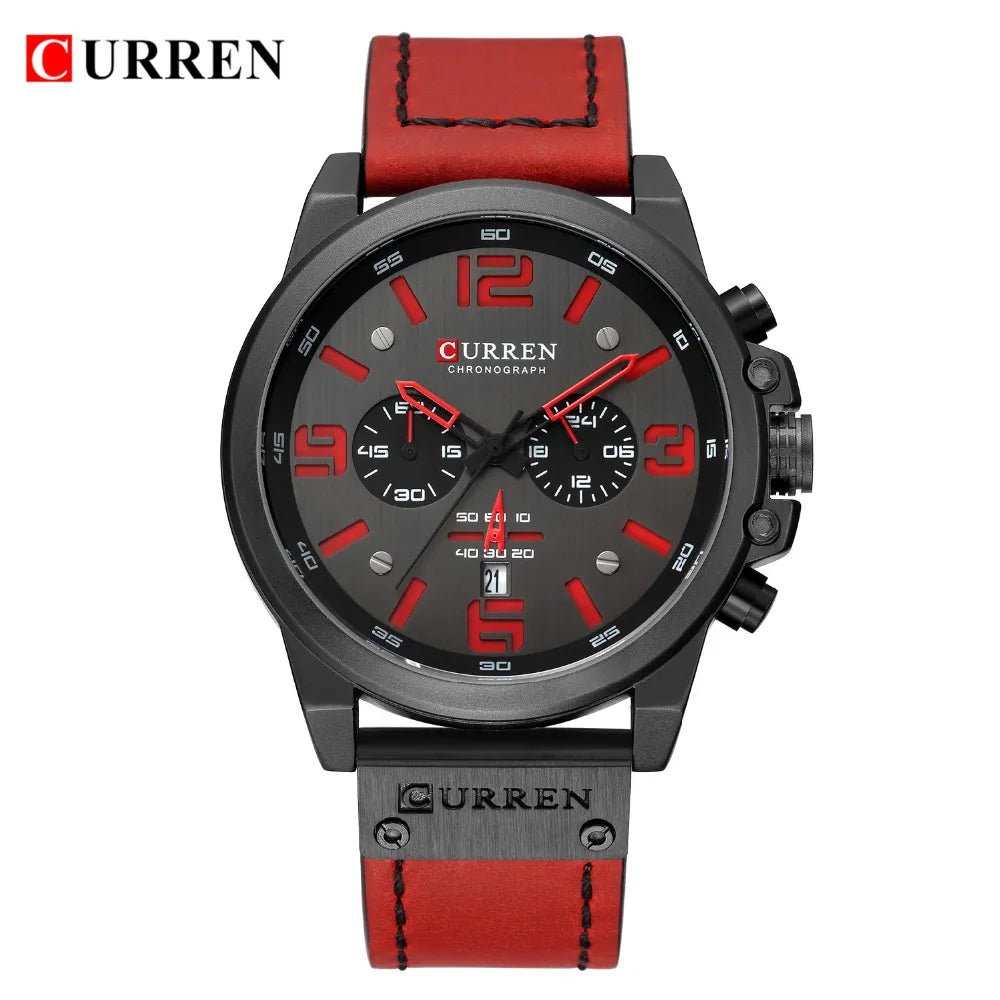 CURREN Fashion Casual Date Quartz  Watches For Men  Fashion Leather Sports Men's Wrsitwatch Chronograph Male Watch