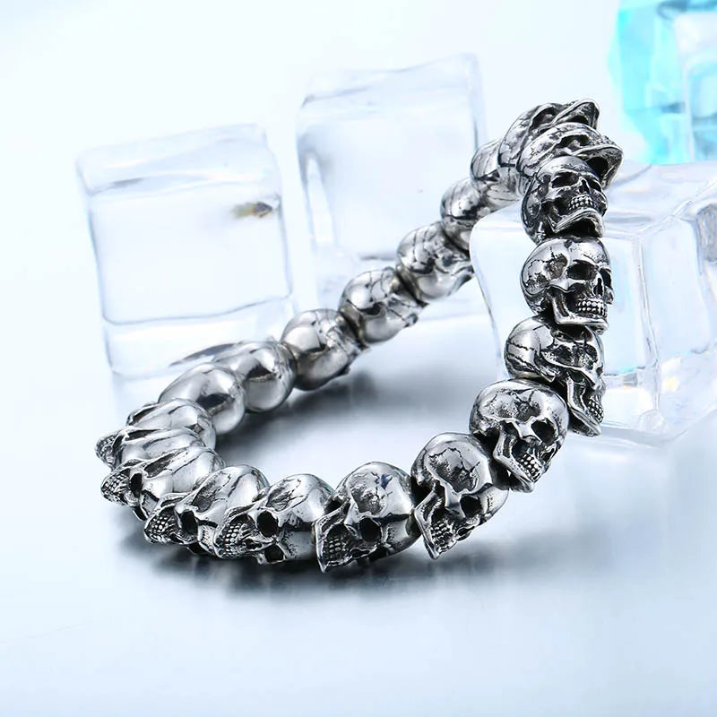Beier 316L Stainless Steel bracelet new design punk skull men Bracelet Vintage Cool  Jewelry LLBC8-027
