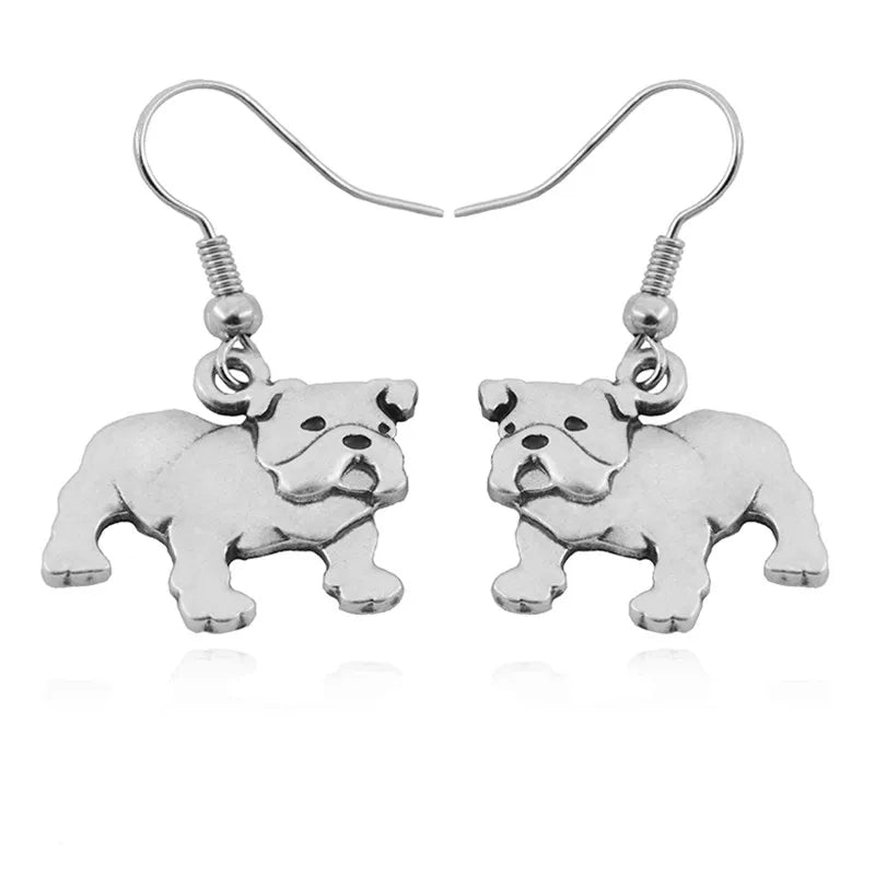 Vintage 3D English Bulldog Drop Earring Bohe Dog Charms Earrings For Women Brincos Long Earings fashion Jewelry Pendientes Mujer