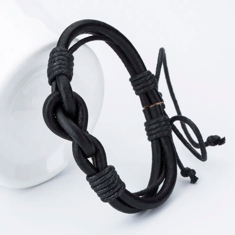 TYO Hot Sale! Fashion Charm Leather Bangle Men Bracelets Popular Boys DIY Bandage Strand Handmade Brown Weave Bracelets