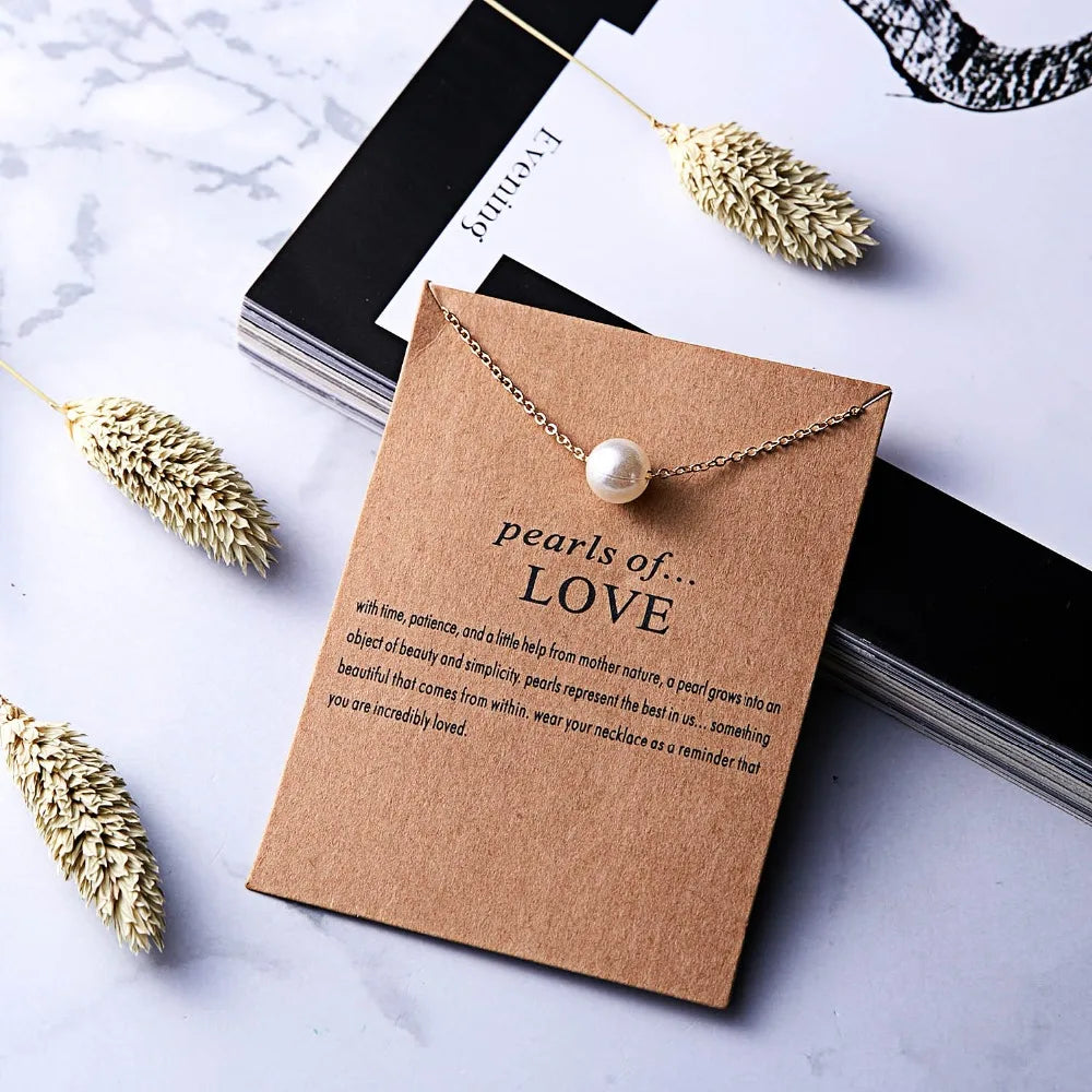 Hot Sale Imitation Pearl of Love Gold-Color Pendant Necklaces Clavicle Chains necklace Fashion Chain Necklace Women Jewelry