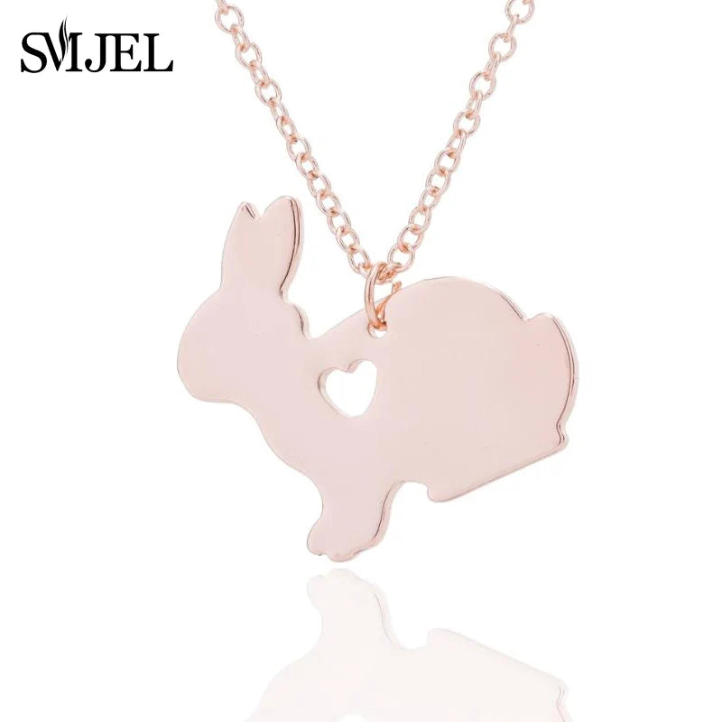 SMJEL New Stainless Steel Black Earrings Rabbit Women Girls Ear Jewelry Cute Animal Bunny Piercing Earring Post Gifts