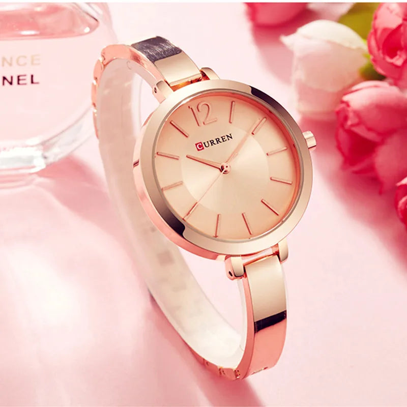 CURREN Fashion Gold Women Watches Stainless Steel Ultra thin Quartz Watch Woman Romantic Clock Women's Watches Montre Femme