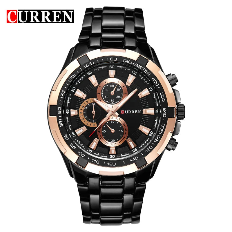 CURREN 2018 New Luxury Fashion Analog Military Sports Men Watches Full Steel Band Black Quartz Male Clock Relogio Masculino