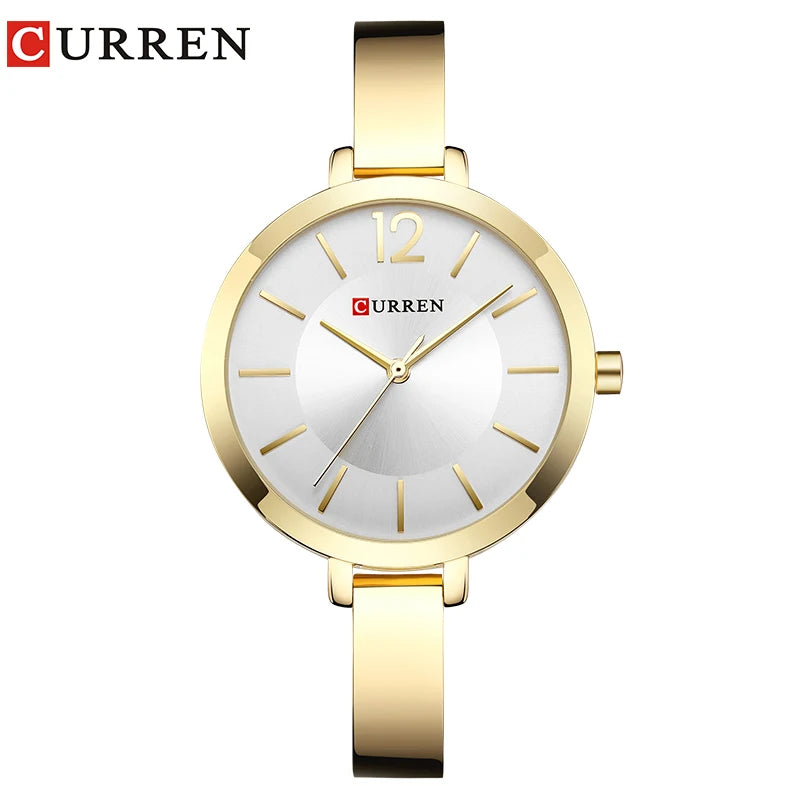 CURREN Fashion Gold Women Watches Stainless Steel Ultra thin Quartz Watch Woman Romantic Clock Women's Watches Montre Femme
