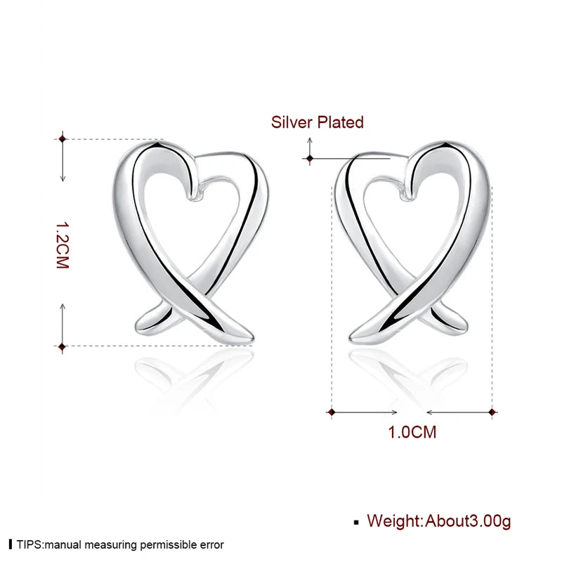 DOTEFFIL 925 Sterling Silver Hollow Heart Stud Earrings For Woman Wedding Engagement Fashion Party Charm Jewelry