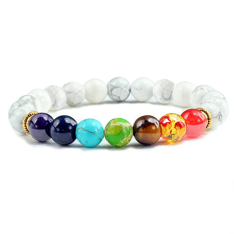 11 Natural Stone Beads Multicolor Bangle  7 Chakra Healing Balance Beads Bracelet for Women Reiki Prayer Yoga Wristband Jewelry