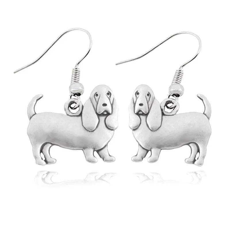 Vintage Boho Basset Hound Drop Earring Bohemian Dog Charms Earrings For Women Brincos Long Earings fashion Jewelry Pendientes