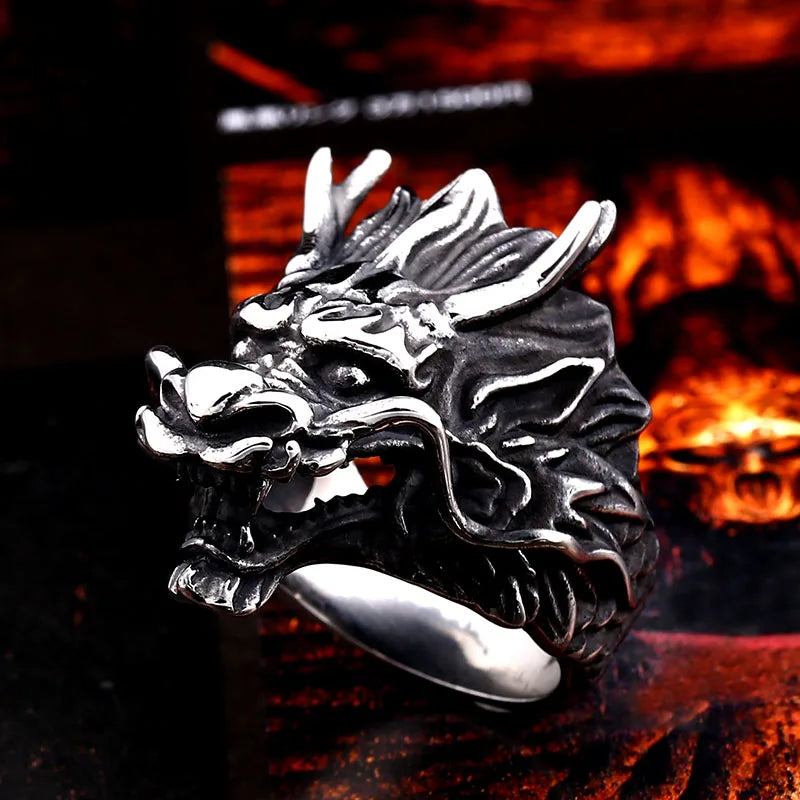 Beier 316L Stainless Steel Domineering Faucet Men's Ring Punk Animal Dragon High Quality Jewelry  LLBR8-682R